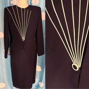 Vintage 80s navy geometric suit by Conduci. M